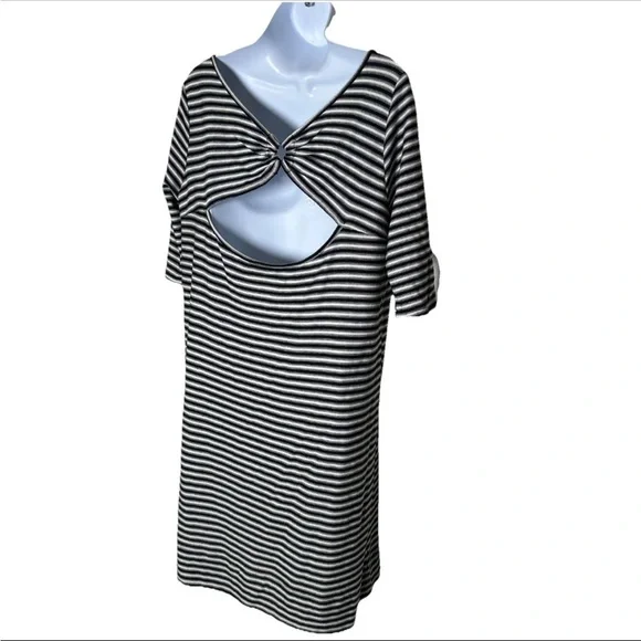 Free People Women’s Frenchie T-Shirt Dress Medium Half Sleeve Striped Cut Out - Picture 9 of 13